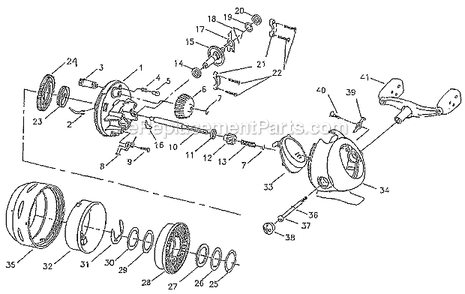 Page A Diagram and Parts List for TI14  Shakespeare Spincast Reels