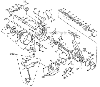 Page A Diagram and Parts List for 4540R  Shakespeare Baitcast Reels
