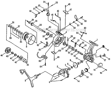 Page A Diagram and Parts List for 2935F  Shakespeare Spinning Reels