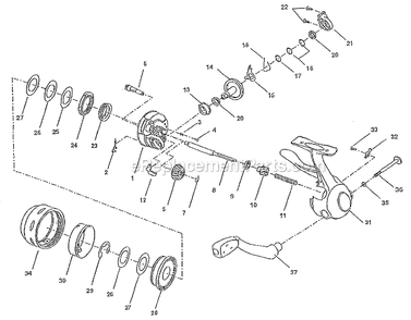 Page A Diagram and Parts List for SYMS  Shakespeare Spincast Reels