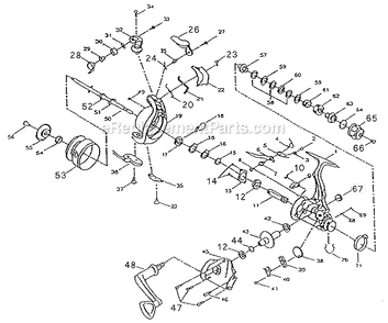 Page A Diagram and Parts List for 2930RCB  Shakespeare Spincast Reels