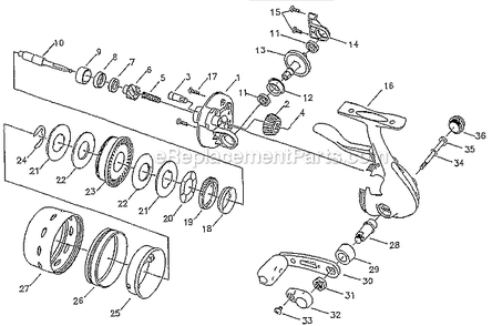 Page A Diagram and Parts List for 1002U  Shakespeare Spincast Reels