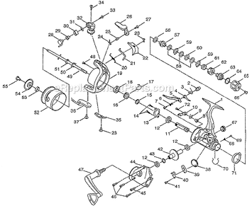Page A Diagram and Parts List for 240RD  Shakespeare Spincast Reels
