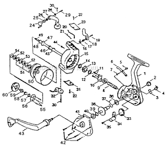 Page A Diagram and Parts List for 2525S  Shakespeare Spinning Reels