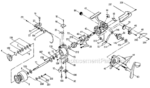 Page A Diagram and Parts List for 4240  Shakespeare Fly Reels