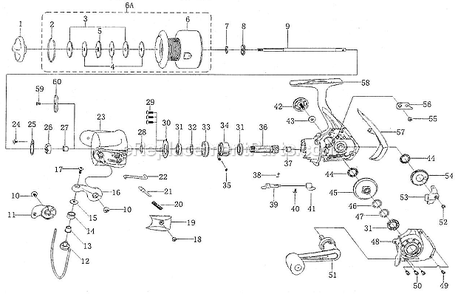 Page A Diagram and Parts List for AGL840  Shakespeare Spinning Reels