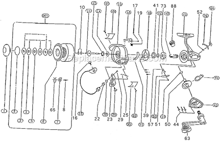 Page A Diagram and Parts List for 2200-035  Shakespeare Baitcast Reels