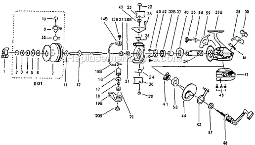 Part Location Diagram of 1146606 Shakespeare Bail Arm Spring