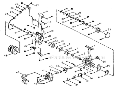 Part Location Diagram of 1145431 Shakespeare Handle Arm Assembly