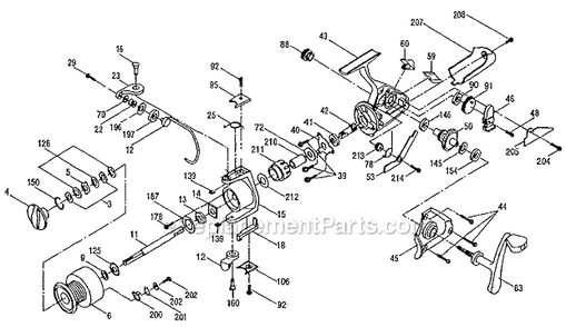 Page A Diagram and Parts List for 4430  Shakespeare Fly Reels