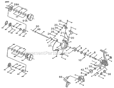 Page A Diagram and Parts List for 5135  Shakespeare Spincast Reels