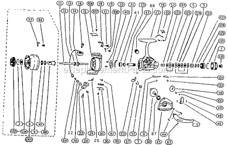 Page A Diagram and Parts List for 2500-050  Shakespeare Baitcast Reels