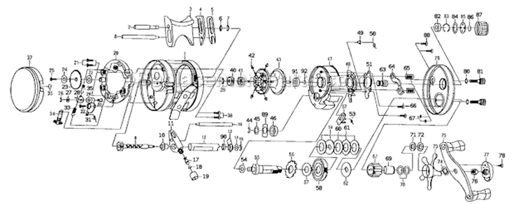 Page A Diagram and Parts List for BC6600G  Shakespeare Baitcast Reels
