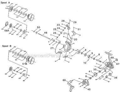 Page A Diagram and Parts List for LITEPRO035  Shakespeare Spinning Reels