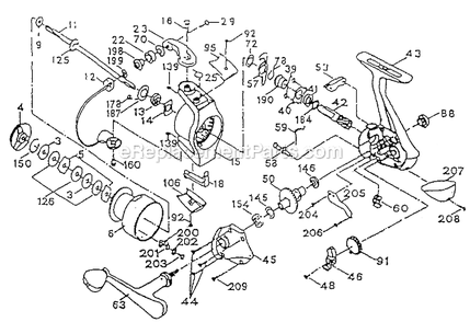Page A Diagram and Parts List for 3850K  Shakespeare Spinning Reels
