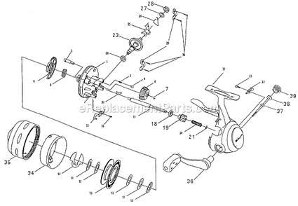 Page A Diagram and Parts List for 10U  Shakespeare Baitcast Reels
