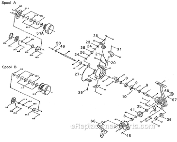 Page A Diagram and Parts List for 5435  Shakespeare Spincast Reels