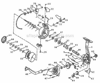 Page A Diagram and Parts List for USP4135  Shakespeare Spinning Reels