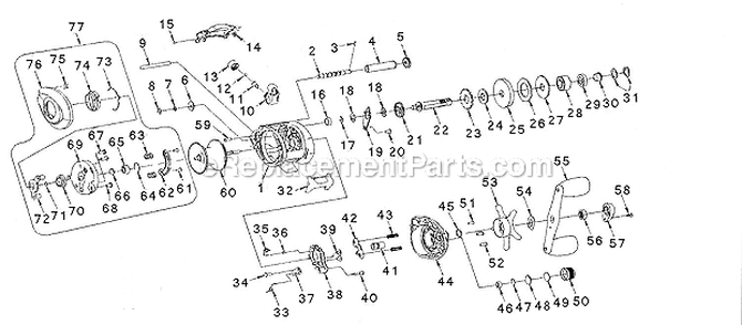 Page A Diagram and Parts List for AGLLP  Shakespeare Baitcast Reels