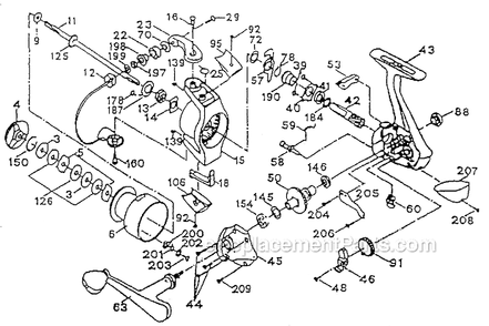 Page A Diagram and Parts List for 3850  Shakespeare Spinning Reels