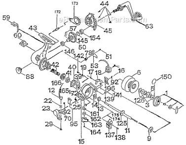 Part Location Diagram of 1145469 Shakespeare Handle Arm Assembly