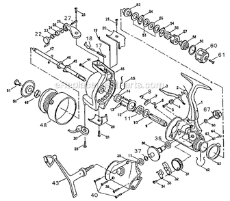 Page A Diagram and Parts List for 2930R  Shakespeare Spinning Reels