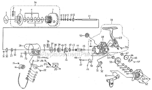 Page A Diagram and Parts List for DCV1040  Shakespeare Spinning Reels