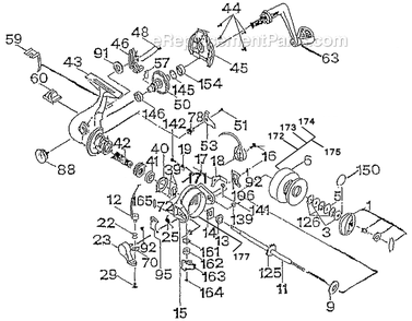 Page A Diagram and Parts List for 2930ALS  Shakespeare Spinning Reels