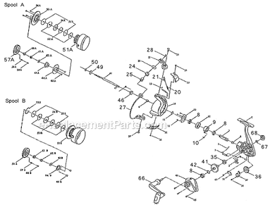 Page A Diagram and Parts List for 5430F  Shakespeare Spincast Reels