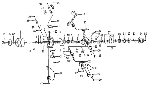 Page A Diagram and Parts List for 6635RCBO  Shakespeare Spinning Reels