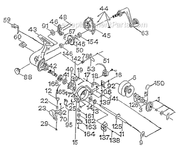 Page A Diagram and Parts List for 570  Shakespeare Spinning Reels