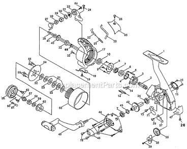 Page A Diagram and Parts List for 4340  Shakespeare Spinning Reels