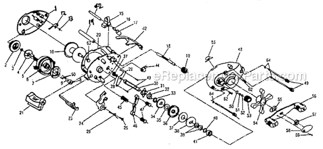 Page A Diagram and Parts List for 110 LP Shakespeare Baitcast Reels