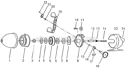 Page A Diagram and Parts List for 440  Shakespeare Spincast Reels