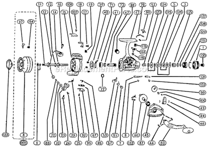 Page A Diagram and Parts List for 2500-070  Shakespeare Baitcast Reels