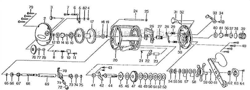 Page A Diagram and Parts List for UBOAT20  Shakespeare Spinning Reels