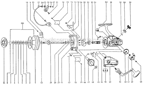 Page A Diagram and Parts List for 2100B-070  Shakespeare Spinning Reels
