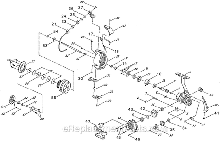 Page A Diagram and Parts List for 6640  Shakespeare Baitcast Reels