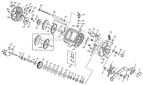 Page A Diagram and Parts List for T20LO  Shakespeare Baitcast Reels