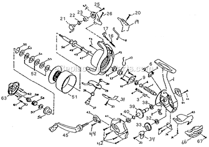 Page A Diagram and Parts List for 4835  Shakespeare Spinning Reels