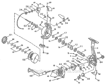 Page A Diagram and Parts List for 60  Shakespeare Spincast Reels
