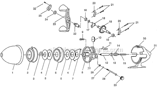 Page A Diagram and Parts List for 660  Shakespeare Spincast Reels