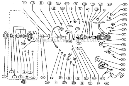 Part Location Diagram of 1145062 Shakespeare Spool Bearing
