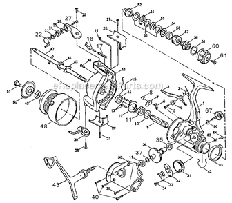 Page A Diagram and Parts List for 2925R  Shakespeare Spinning Reels