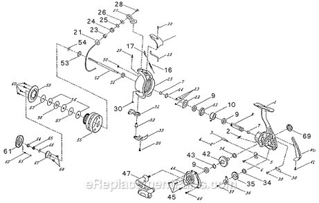Page A Diagram and Parts List for GXIS40  Shakespeare Spinning Reels