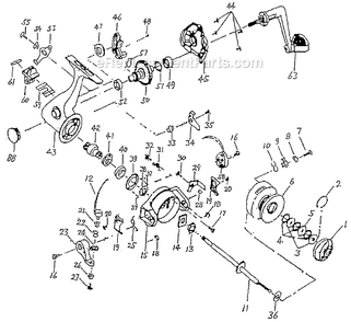 Page A Diagram and Parts List for PT70  Shakespeare Spinning Reels