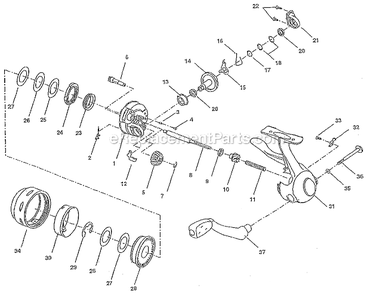 Page A Diagram and Parts List for USCMS  Shakespeare Spincast Reels