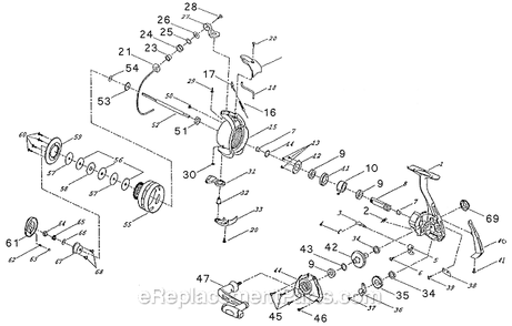 Page A Diagram and Parts List for GX35  Shakespeare Spinning Reels