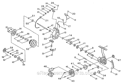 Page A Diagram and Parts List for 6625  Shakespeare Baitcast Reels