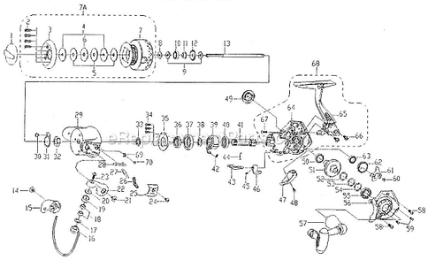 Page A Diagram and Parts List for DCV1025  Shakespeare Spinning Reels
